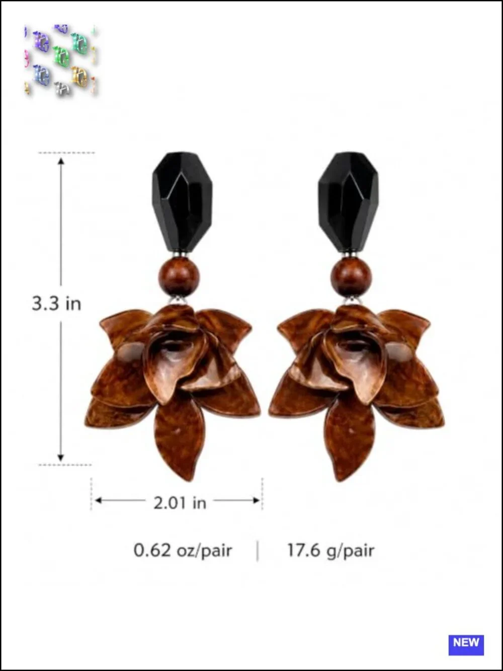 Layered Resin Petal Dangle Earrings, Boho Floral Statement Earrings for Women